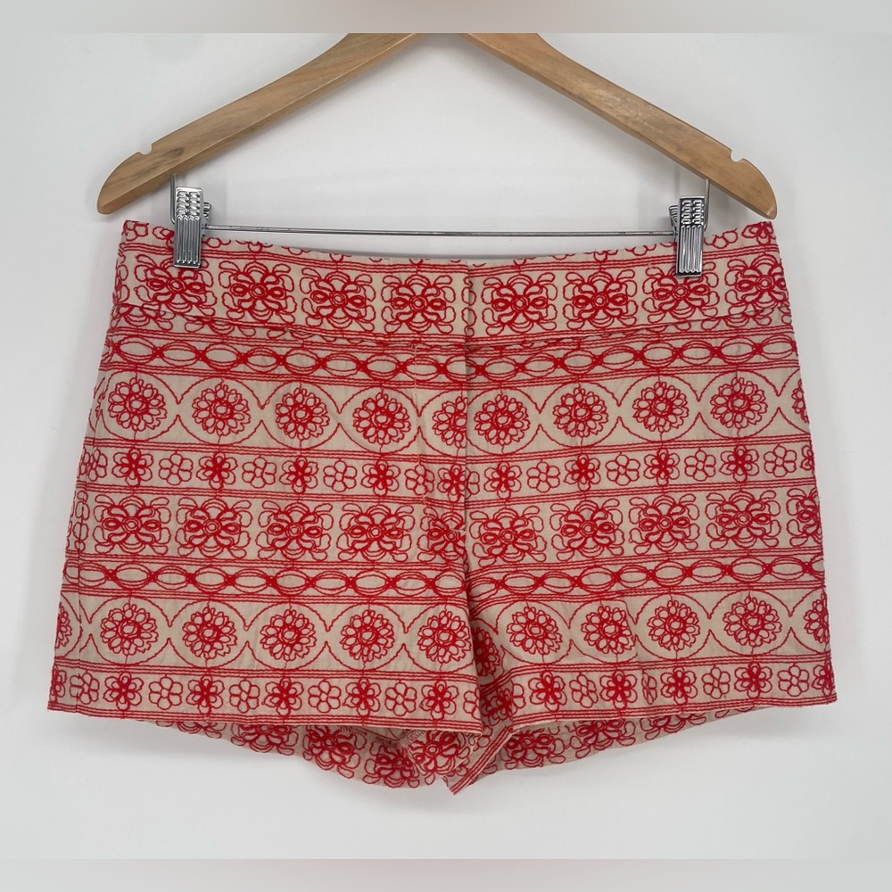 2FOR$30 Y2K Loft Khaki Embroidered Red-Orange Floral Summer Shorts